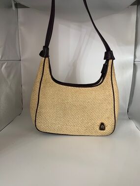 Ettiene Aigner Straw and Leather Handbag Bag